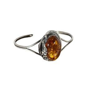 Amber and Silver Cuff Bracelet